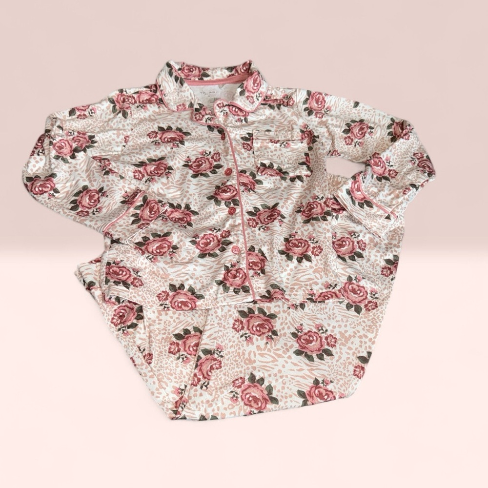 Floral Pajama Set with Pink Roses Girls (5/6)